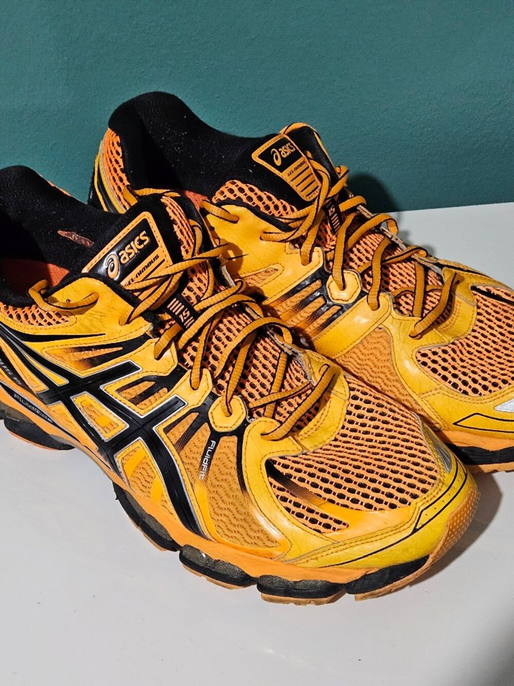 ASICS Gel Nimbus 15 Athletic Running Shoes Mens Size 13 FluidRide T3B0N Orange